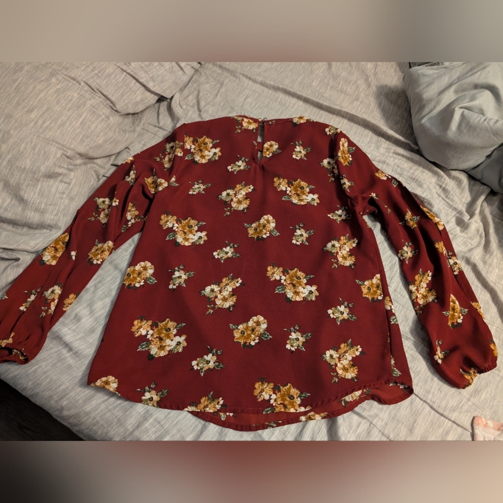 Active USA Burgundy Floral Blouse